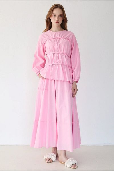 DEMET Bade Cotton Voile Fabric Double Skirt Suit