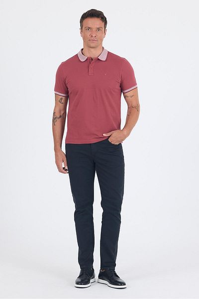 İmza Dusty Rose Polo γιακά κοντό μανίκι χωρίς τσέπη Slim Fit: 100% βαμβακερό μπλουζάκι 1011250182