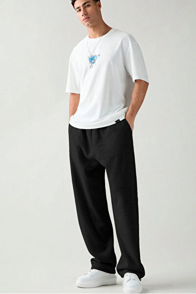 BSBSPOR Χειμερινό φαρδύ ρυθμιζόμενο παντελόνι αθλητικό ανδρικό γκρι μαύρο καπνιστό