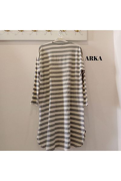 OceanGiyim Women's Summer Pocketed Striped Tunic