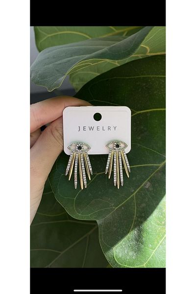 sain jewelry Stylish Earrings with Zircon Stone and Gold Eye Detail