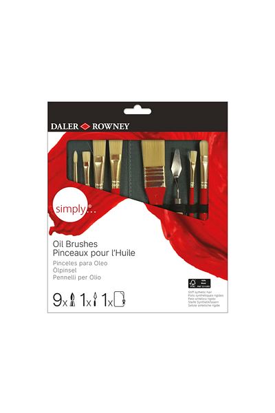 Daler Rowney Simply Oil Paint Σετ πινέλου με τσάντα 10 τεμαχίων