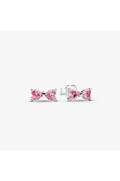 Pandora Pandora earrings with screw and shiny pink bow Zirconia and 925 Silver