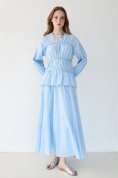 DEMET Bade Cotton Voile Fabric Double Skirt Suit