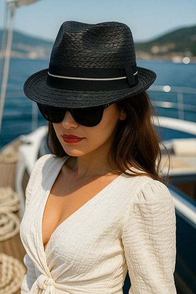 LAGRANZE Women's Straw Fedora Hat