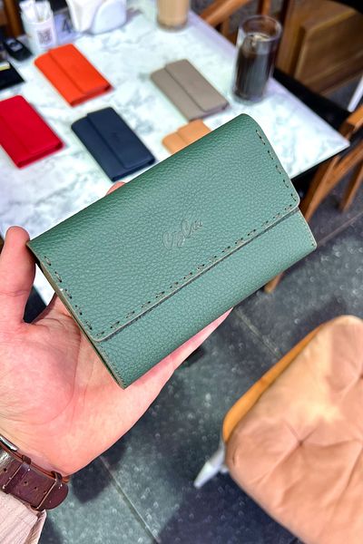 CüzCan Jesi Khaki Green Genuine Leather Women's Wallet Medium Size Stylish and Convenient