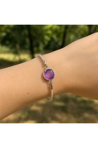 Taş Sandığı Amethyst Stone String Bracelet - Adjustable