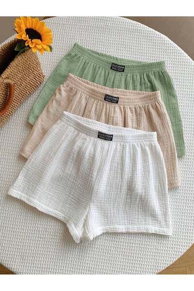 MOONBULL Γυναικείο σορτς 3 τεμαχίων από ύφασμα με λεπτομέρειες και άνετη εφαρ...