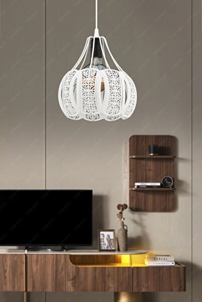 LUMINZO Oroa 24 cm Beyaz Modern Avize Sarkıt Salon Mutfak Kuaför Cafe Lamba Dekoratif Aydınlatma