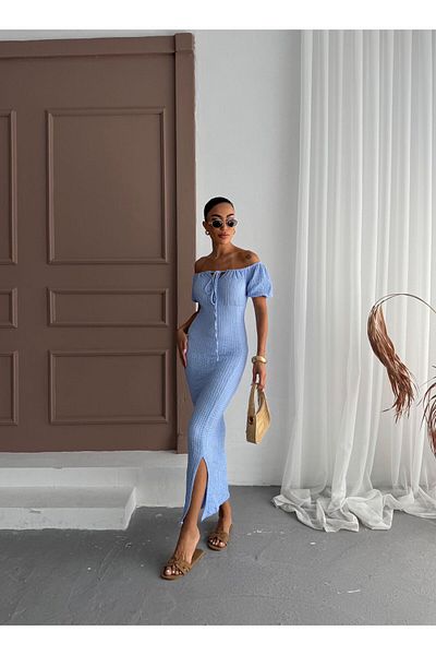 Rabi Shine ROCHIE DE DAME din țesătură seersucker cu mâneci cu deschidere