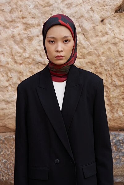 ED Scarf BORDO ED Scarf Glaze Vase Desen Eşarp