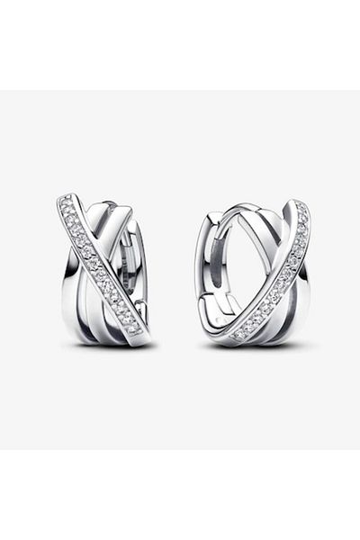 Pandora Cercei Pandora tip Crossover Pave din Argint 925 si Zirconiu