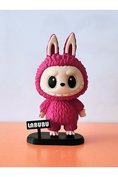 rmys Labubu Figure - with Stand - Dark Pink