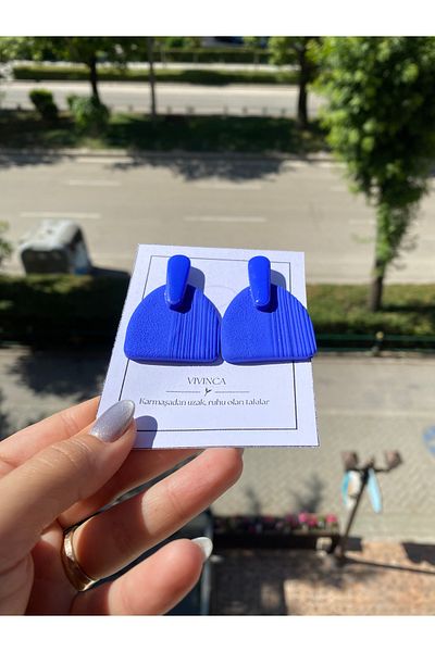 VIVINCA Handmade Polymer Clay Colorful Vibrant Lightweight Earrings - Vivinca Indigo Pulse