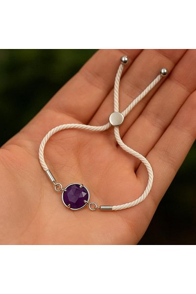 Taş Sandığı Amethyst Stone String Bracelet - Adjustable