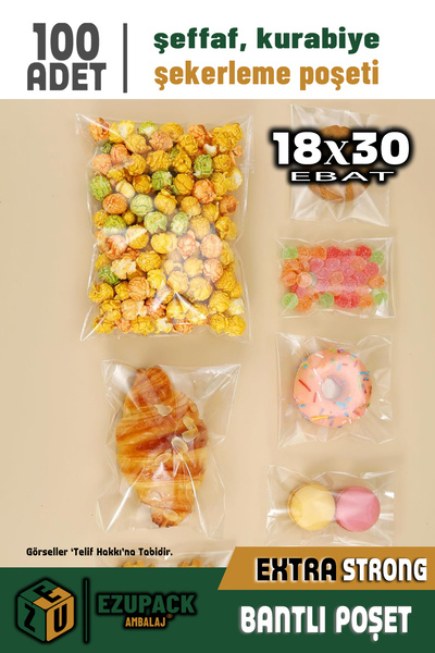 ASTOR AMBALAJ 18X30 100Ad Kurabiye Şeker Parti Baby Shower Doğum günü Hediyel...