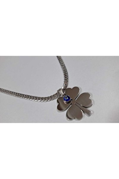 DuhaDTM Evil Eye Beaded Clover Steel Necklace