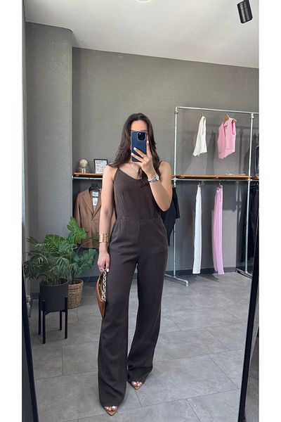 YOUR NAME Thin Strap Denim Jumpsuit