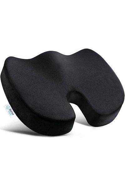 BETTER POSTURE Orthopedic Memory Foam Seat Cushion Pro, Black, Weight Over 80kg, 46 X 37 X 8 Cm