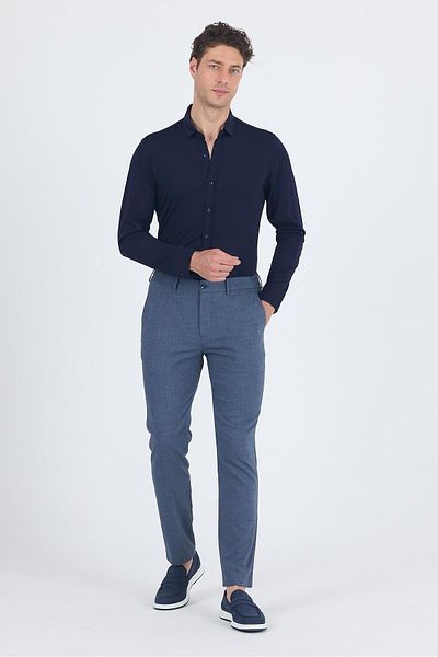 İmza Navy Blue Self Patterned Side Pocket Slim Fit Jogger Pants 1003250161