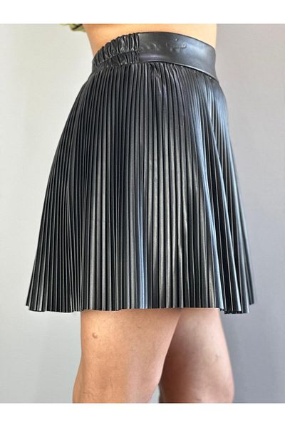 Gönülden Tasarım FUSTA DE DAME PLIATA DIN PIELE ARTIFICIALA