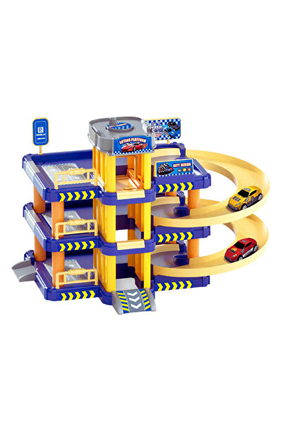 LUDIRO Parcare pentru Masinute, 3 Nivele, Coborare in Spirala, Lift Manual, 2 Masinute, 37x26.5x32 Cm