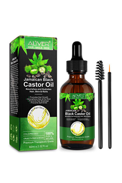 ALİVER Ulei de ricin 100% premium pentru creșterea părului, genelor, sprâncenelor și unghiilor, 60 ml