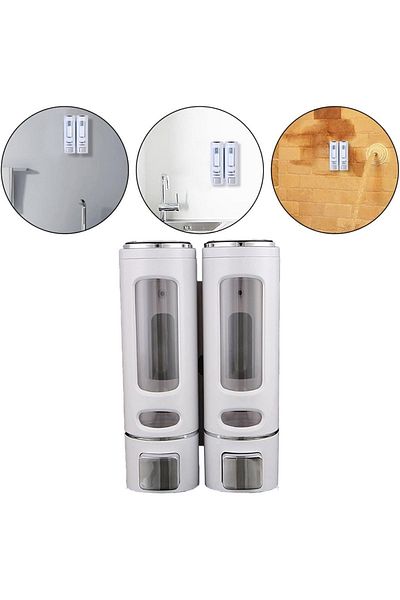 Sea Home 2Pcs 400ml Soap Dispenser Wall Mounted Shower Shampoo Dispenser Liquid Soap Bathroom Toilet Accessories