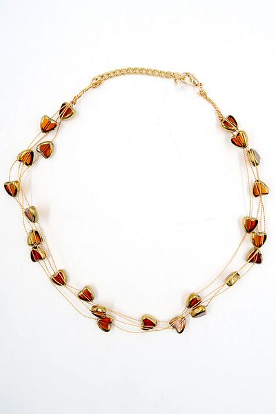 VAGGON Women's Coffee Multiple Heart Stone Ghost Necklace Prmx13842