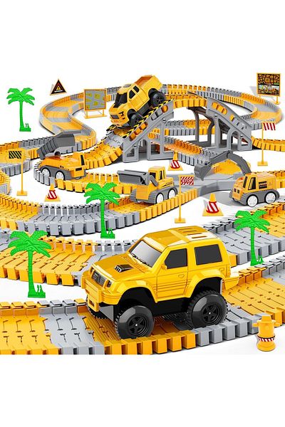 NO N4ME XICEN Construction toys, 299 PCS and 6 PCS Construction Car and Flexible Track Playset