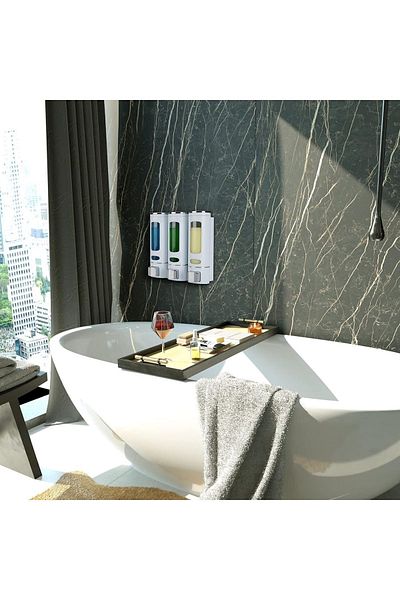 Sea Home 3Pcs 400ml Wall Mounted Manual Soap Dispenser Hand Liquid Shampoo Shower Gel Dispenser