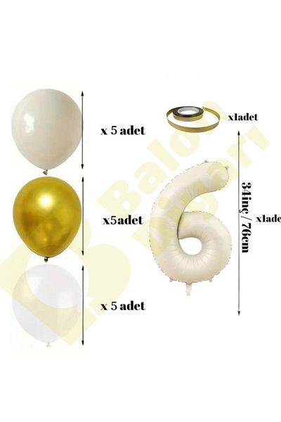 BALON DİYARI Σετ μπαλόνι γενεθλίων 🎂 |   Χρυσό 🤍   Λευκό 🤎   Θαλασσινή άμμος |   Συμπεριλαμβανομένου του αριθμημένου αλουμινόχαρτου μπαλονιού και πανό!