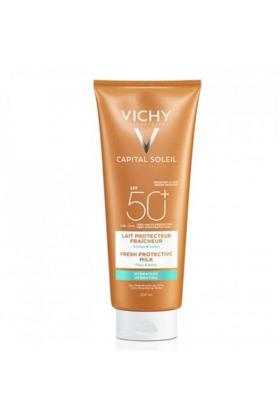 Vichy Lapte hidratant pentru protecție solară pentru față și corp SPF 50 Vichy Capital Soleil Lapte de corp, 300 ml