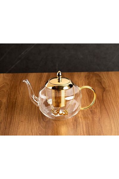 TOHFAT-AL MAIDAH Gourmet Brad Gori Teapot Clear Glass with Thick Heavy Thermal Infuser 1000ml