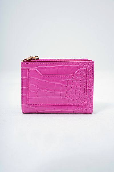 VAGGON Women's Fuchsia Faux Leather Croco Pattern Wallet with Paper and Coin Compartment Card Holder Prmx14082