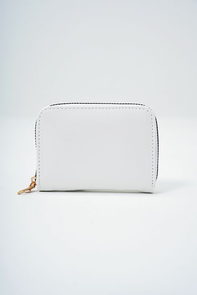 VAGGON Women's White Faux Leather Card Holder Size Zippered Mini Wallet Prmx14076