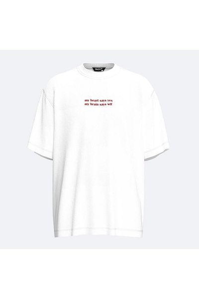 Shout Oversize Το καρδιά μου λέει ναι Το εγκέφαλό μου λέει WTF Unisex T-Shirt