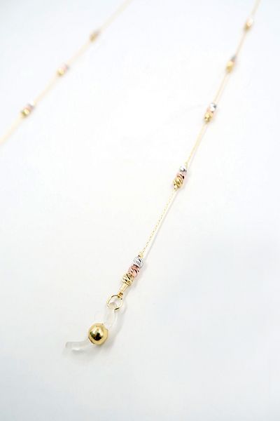 VAGGON Women's Gold Piping Beaded Glasses Chain Prmx13838