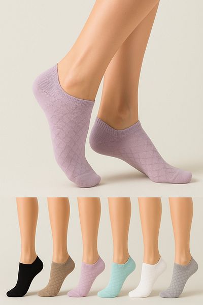 WORTHY SOCKS 6 чифта дамски шарени чорапи до глезена - цветни и удобни за ежедневна употреба