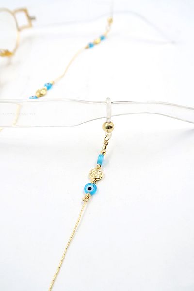 VAGGON سلسلة نظارات مطرزة باللون الأزرق والذهبي للنساء Prmx13838