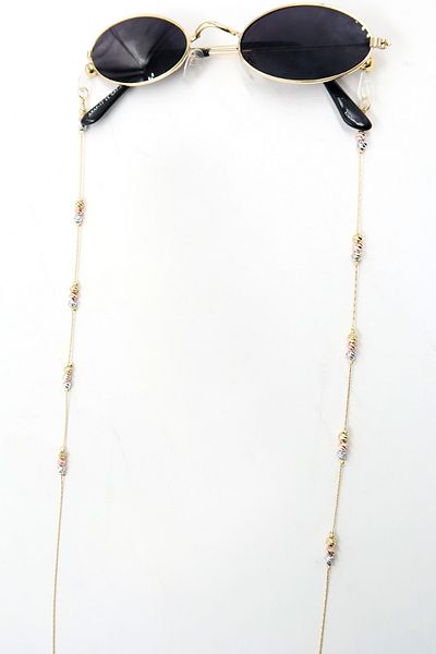 VAGGON Women's Gold Piping Beaded Glasses Chain Prmx13838