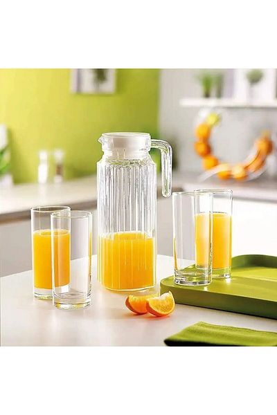 Luminarc Annealed Quadro Dishwasher Safe Glass Jug with Lid 1.1 Liter