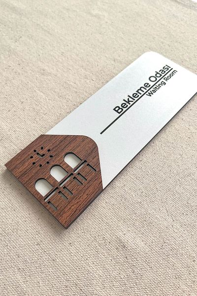 Kuzeylina Waiting Room Door Sign – Mdf Directional Sign |   19X7 cm Double Layer
