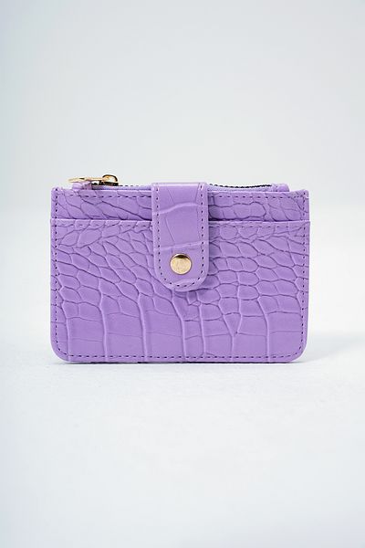 VAGGON Women's Lilac Faux Leather Coin Compartment Croco Pattern Medium Size Card Holder Prmx14077