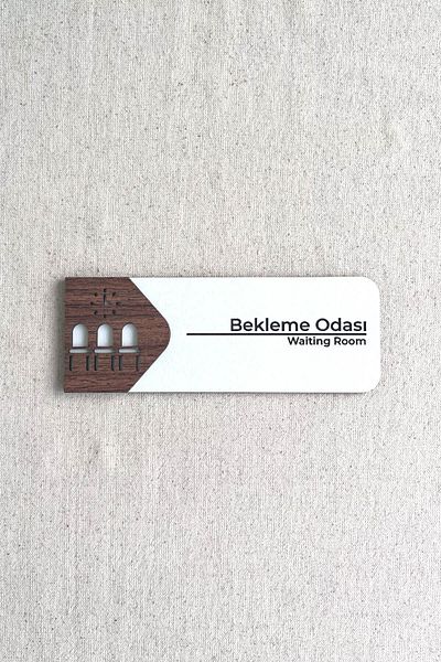 Kuzeylina Waiting Room Door Sign – Mdf Directional Sign |   19X7 cm Double Layer