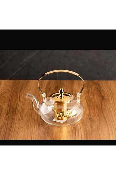 TOHFAT-AL MAIDAH Gourmet Brad Gori Teapot, Clear Glass, with Thick Heavy Thermal Infuser, 1000ml