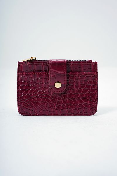 VAGGON Women's Burgundy Faux Leather Coin Compartment Croco Pattern Medium Size Card Holder Prmx14077