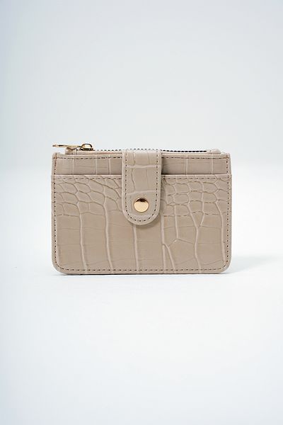 VAGGON Women's Beige Faux Leather Coin Compartment Croco Pattern Medium Size Card Holder Prmx14077