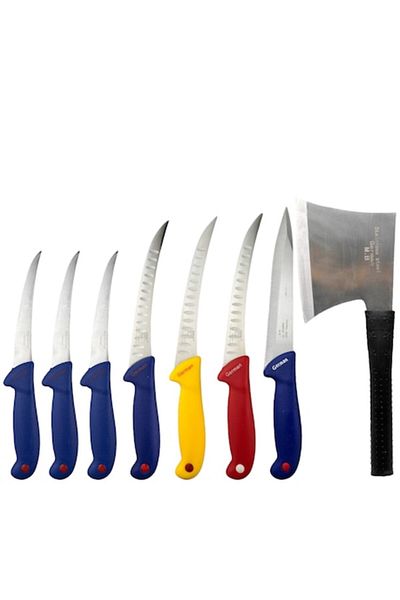 OEM Set profesional de cuțite de măcelărie, 8 piese, oțel inoxidabil, Germania