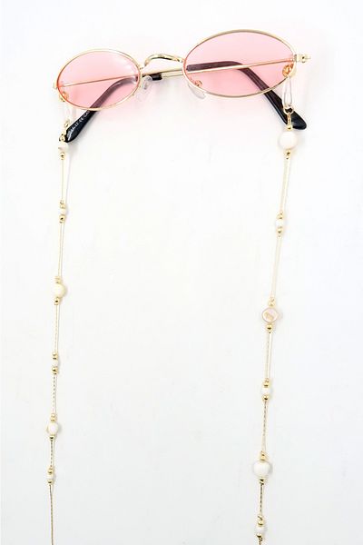 VAGGON سلسلة نظارات نسائية مطرزة باللون الكريمي باللون الذهبي Prmx13838